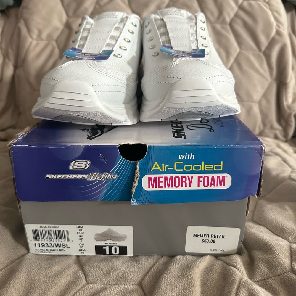 Skechers White Sneakers with Memory Foam